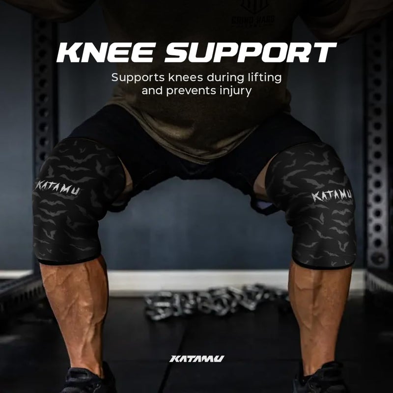 Katamu Premium Weightlifting, Powerlifting, Squats, Athletic and Fitness Knee Support Sleeve | Knee Sleeve for Men and Women | Batman, XXL - Image 2